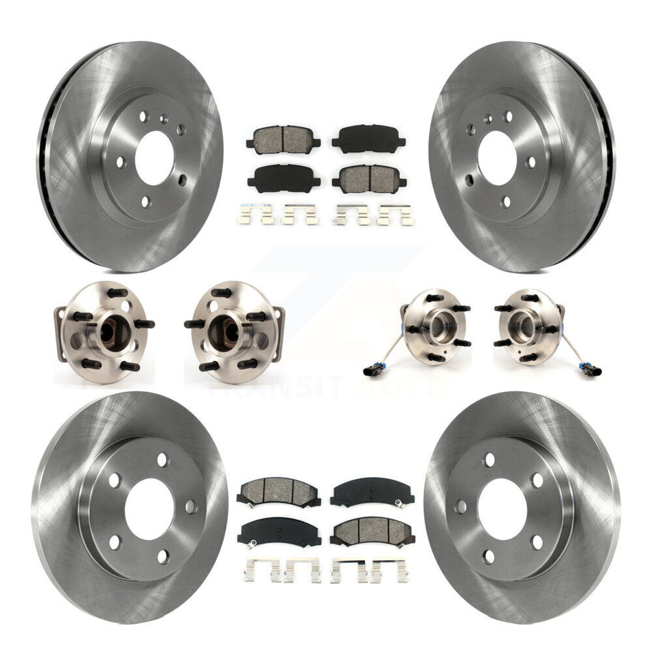 Front Rear Hub Bearings Assembly Disc Brake Rotors And Semi-Metallic Pads Kit (10Pc) For Chevrolet Impala Limited KBB-109626