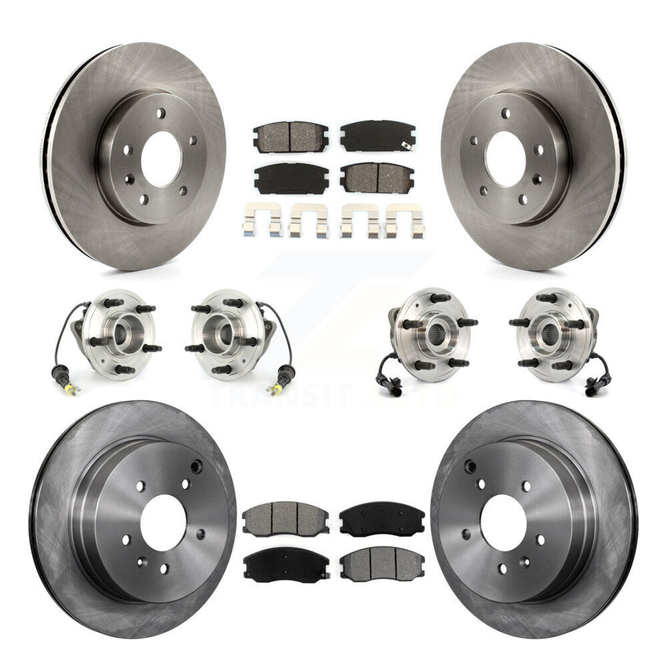 Front Rear Hub Bearings Assembly Disc Brake Rotors And Semi-Metallic Pads Kit (10Pc) For Chevrolet Equinox Saturn Vue Captiva Sport Pontiac Torrent Suzuki XL-7 KBB-109628
