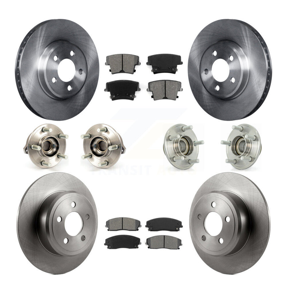 Front Rear Hub Bearings Assembly Disc Brake Rotors And Semi-Metallic Pads Kit (10Pc) For Dodge Charger Chrysler 300 Challenger KBB-109634