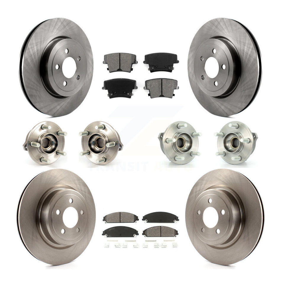 Front Rear Hub Bearings Assembly Disc Brake Rotors And Semi-Metallic Pads Kit (10Pc) For Dodge Charger AWD with 5.7L With Police Package KBB-109640