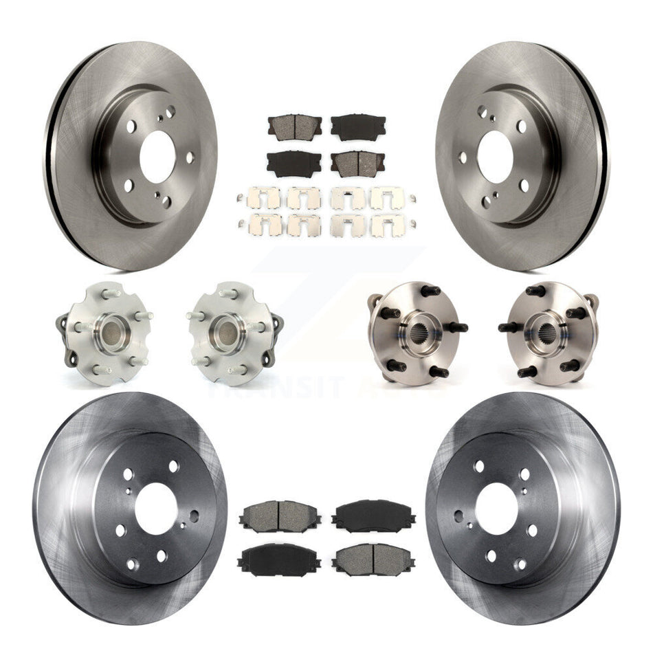 Front Rear Hub Bearings Assembly Disc Brake Rotors And Semi-Metallic Pads Kit (10Pc) For Toyota RAV4 Lexus HS250h KBB-109648