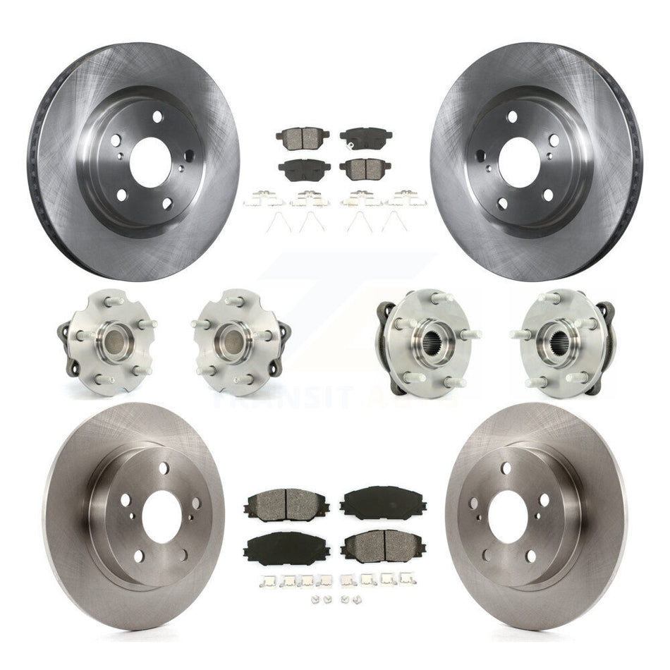 Front Rear Hub Bearings Assembly Disc Brake Rotors And Semi-Metallic Pads Kit (10Pc) For 2011-2016 Scion tC Manual transmission KBB-109650