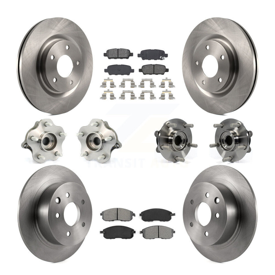 Front Rear Hub Bearings Assembly Disc Brake Rotors And Semi-Metallic Pads Kit (10Pc) For Nissan Juke KBB-109654