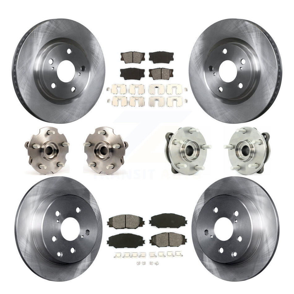 Front Rear Hub Bearings Assembly Disc Brake Rotors And Semi-Metallic Pads Kit (10Pc) For Toyota RAV4 KBB-109657