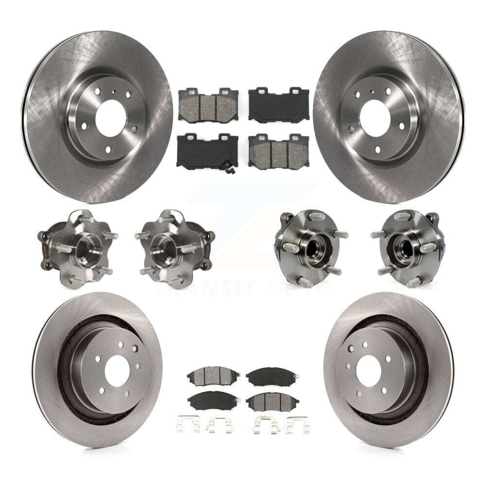 Front Rear Hub Bearing Disc Brake Rotor And Semi-Metallic Pads Kit (10Pc) For Nissan 370Z KBB-109662