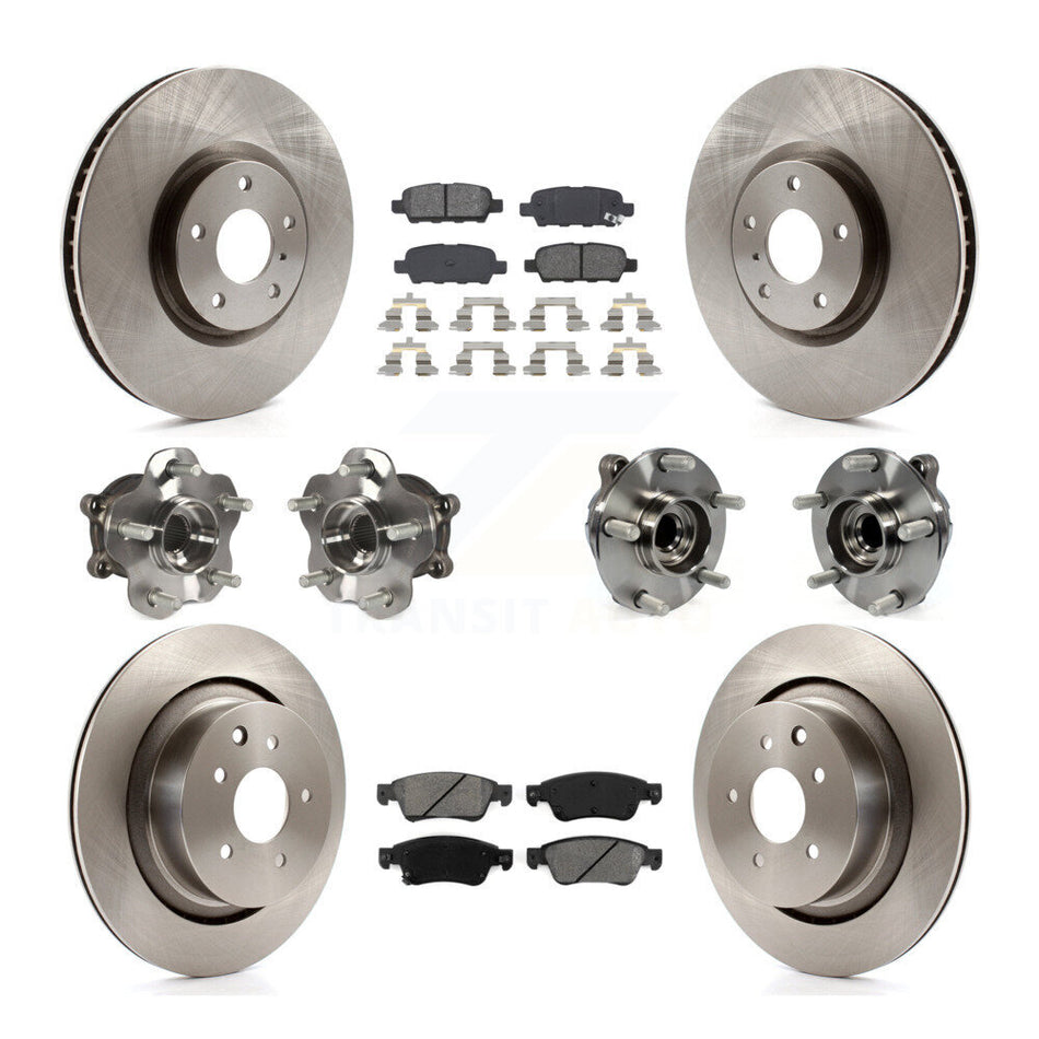 Front Rear Hub Bearings Assembly Disc Brake Rotors And Semi-Metallic Pads Kit (10Pc) For Infiniti G37 G35 Q60 INFINITI KBB-109664