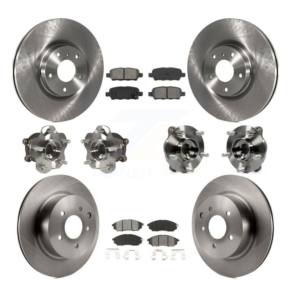 Front Rear Hub Bearing Brake Rotor Pad Kit (10Pc) For INFINITI G37 EX35 QX50 EX37 G25 M35 KBB-109671