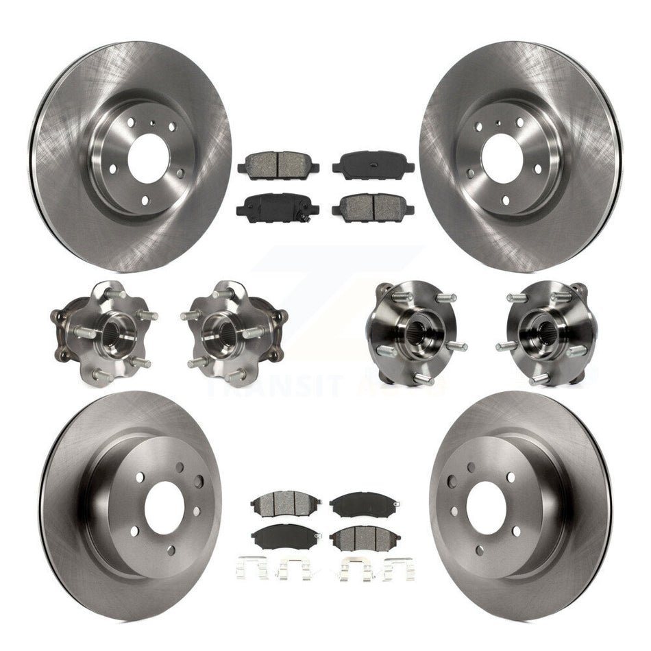 Front Rear Hub Bearing Brake Rotor Pad Kit (10Pc) For INFINITI G37 EX35 QX50 EX37 G25 M35 KBB-109671