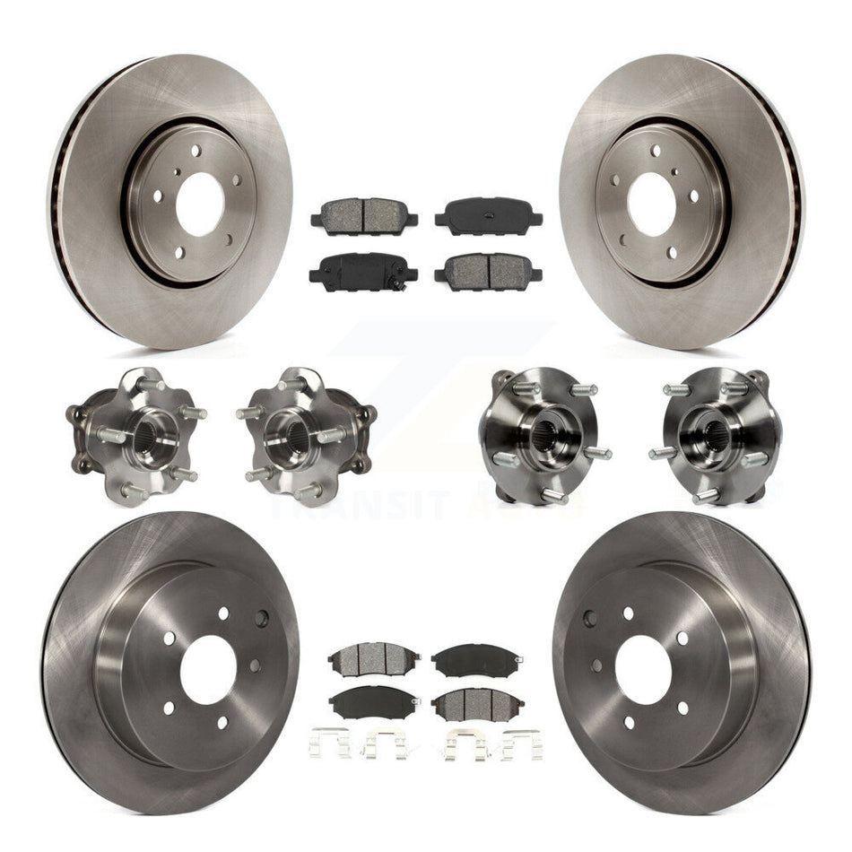 Front Rear Hub Bearings Disc Brake Rotors And Pads Kit (10Pc) For INFINITI FX35 FX37 AWD KBB-109672