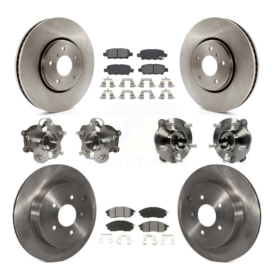 Front Rear Hub Bearings Disc Brake Rotors And Pads Kit (10Pc) For INFINITI FX35 FX37 AWD KBB-109672