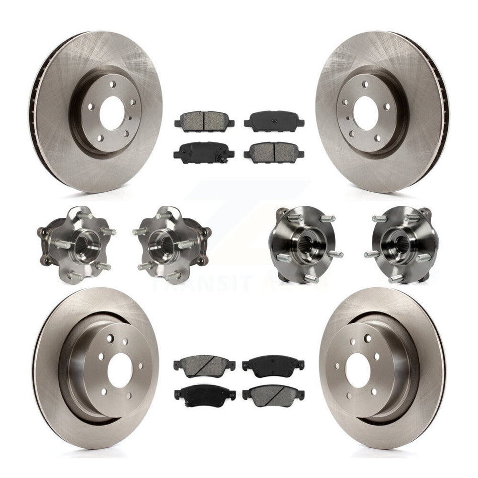 Front Rear Hub Bearing Assembly Disc Brake Rotor And Pads Kit (10Pc) For INFINITI G35 Q60 KBB-109673