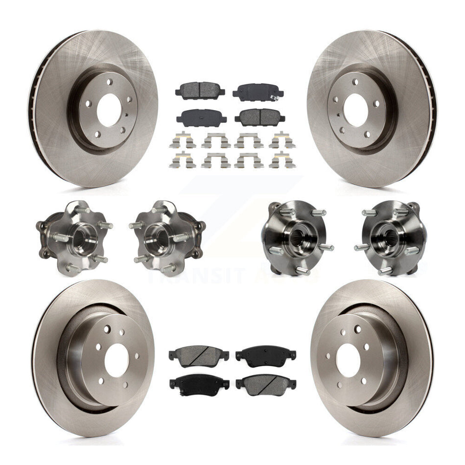 Front Rear Hub Bearing Assembly Disc Brake Rotor And Pads Kit (10Pc) For INFINITI G35 Q60 KBB-109673