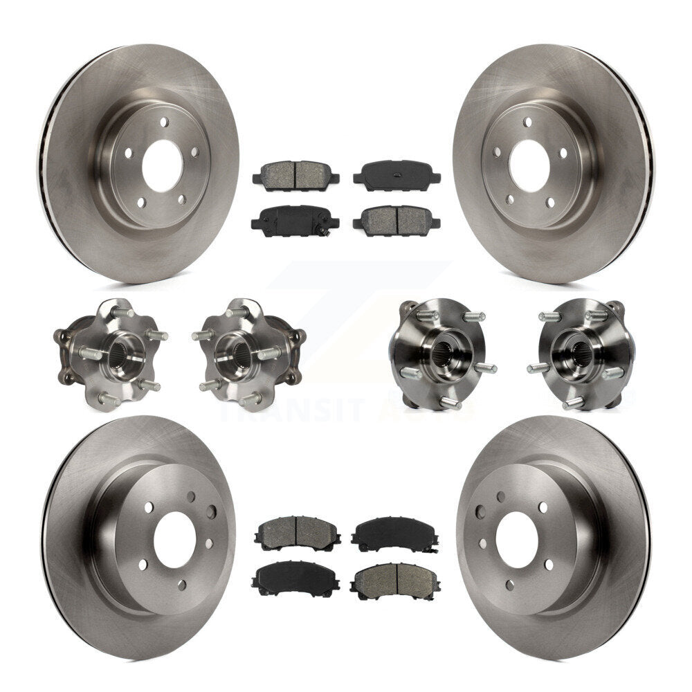 Front Rear Hub Bearing Disc Brake Rotor & Pads Kit (10Pc) For 2016-2017 INFINITI QX50 AWD KBB-109677