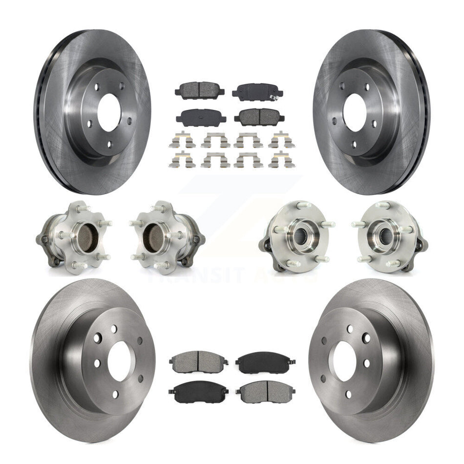 Front Rear Hub Bearings Assembly Disc Brake Rotors And Semi-Metallic Pads Kit (10Pc) For Nissan Altima KBB-109681