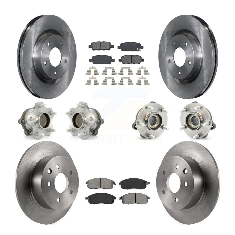 Front Rear Hub Bearings Assembly Disc Brake Rotors And Semi-Metallic Pads Kit (10Pc) For Nissan Altima KBB-109683