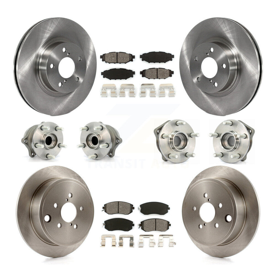 Front Rear Hub Bearings Assembly Disc Brake Rotors And Semi-Metallic Pads Kit (10Pc) For 2011 Subaru Impreza Outback Sport 2.5i Premium KBB-109690