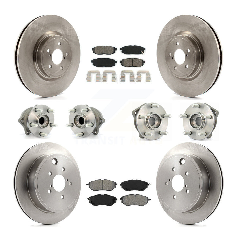 Front Rear Hub Bearings Assembly Disc Brake Rotors And Semi-Metallic Pads Kit (10Pc) For Subaru Outback Legacy KBB-109694
