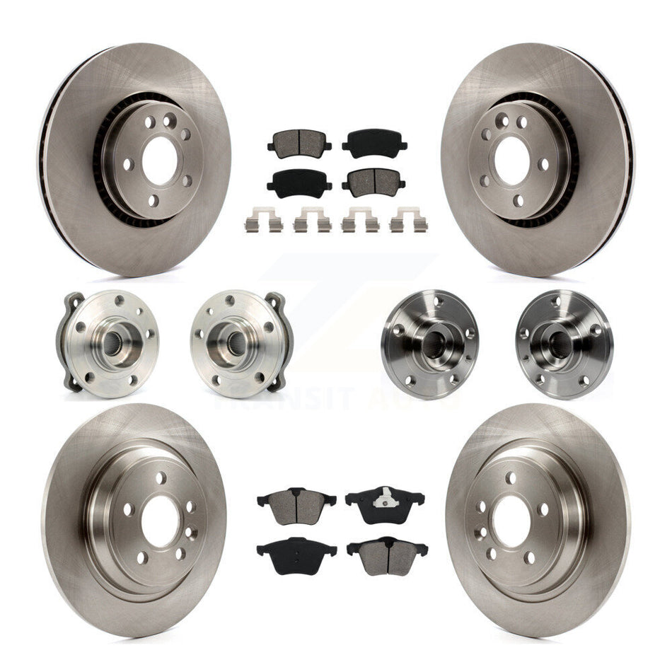 Front Rear Hub Bearings Assembly Disc Brake Rotors And Semi-Metallic Pads Kit (10Pc) For Volvo S60 V60 Cross Country KBB-109706