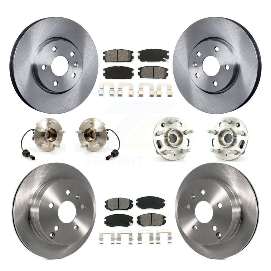 Front Rear Hub Bearings Assembly Disc Brake Rotors And Semi-Metallic Pads Kit (10Pc) For 2010-2017 Chevrolet Equinox GMC Terrain KBB-109720