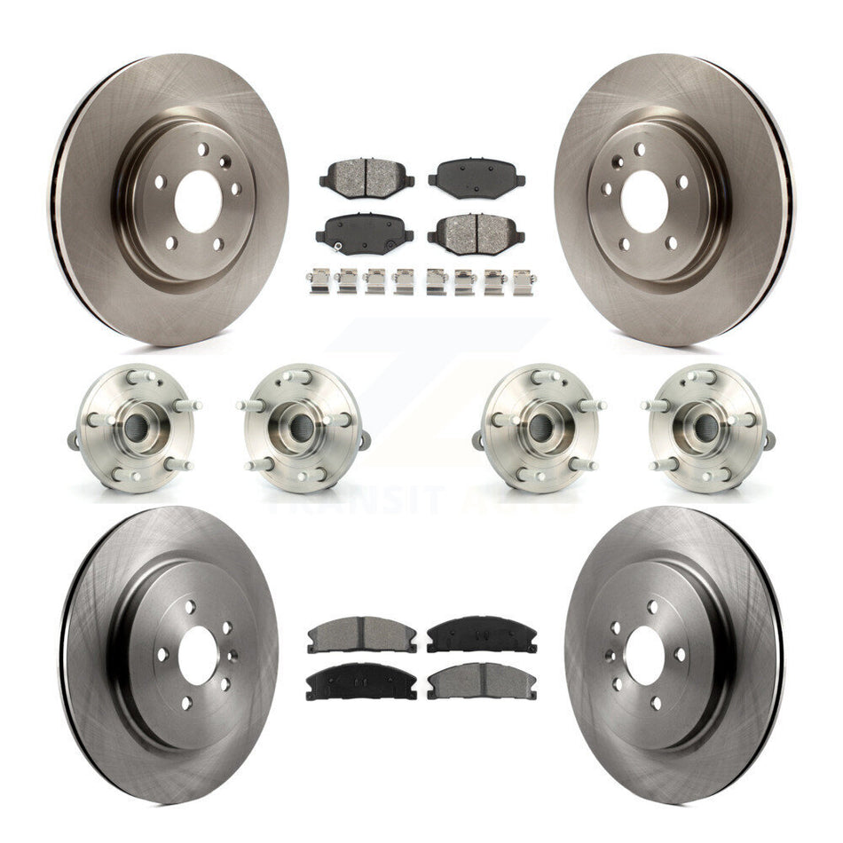 Front Rear Hub Bearings Assembly Disc Brake Rotors And Semi-Metallic Pads Kit (10Pc) For 2013 Ford Explorer Sport With Heavy Duty Brakes KBB-109724