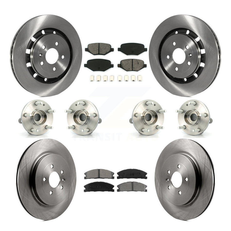 Front Rear Hub Bearings Assembly Disc Brake Rotors And Semi-Metallic Pads Kit (10Pc) For Ford Explorer Police Interceptor Utility KBB-109726