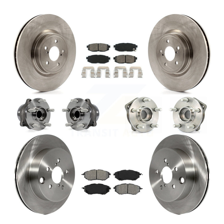 Front Rear Hub Bearings Assembly Disc Brake Rotors And Semi-Metallic Pads Kit (10Pc) For 2014 Subaru Forester 2.0L To 01 14 KBB-109739