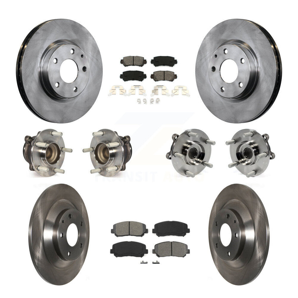Front Rear Hub Bearings Assembly Disc Brake Rotors And Semi-Metallic Pads Kit (10Pc) For Mazda CX-5 FWD KBB-109740