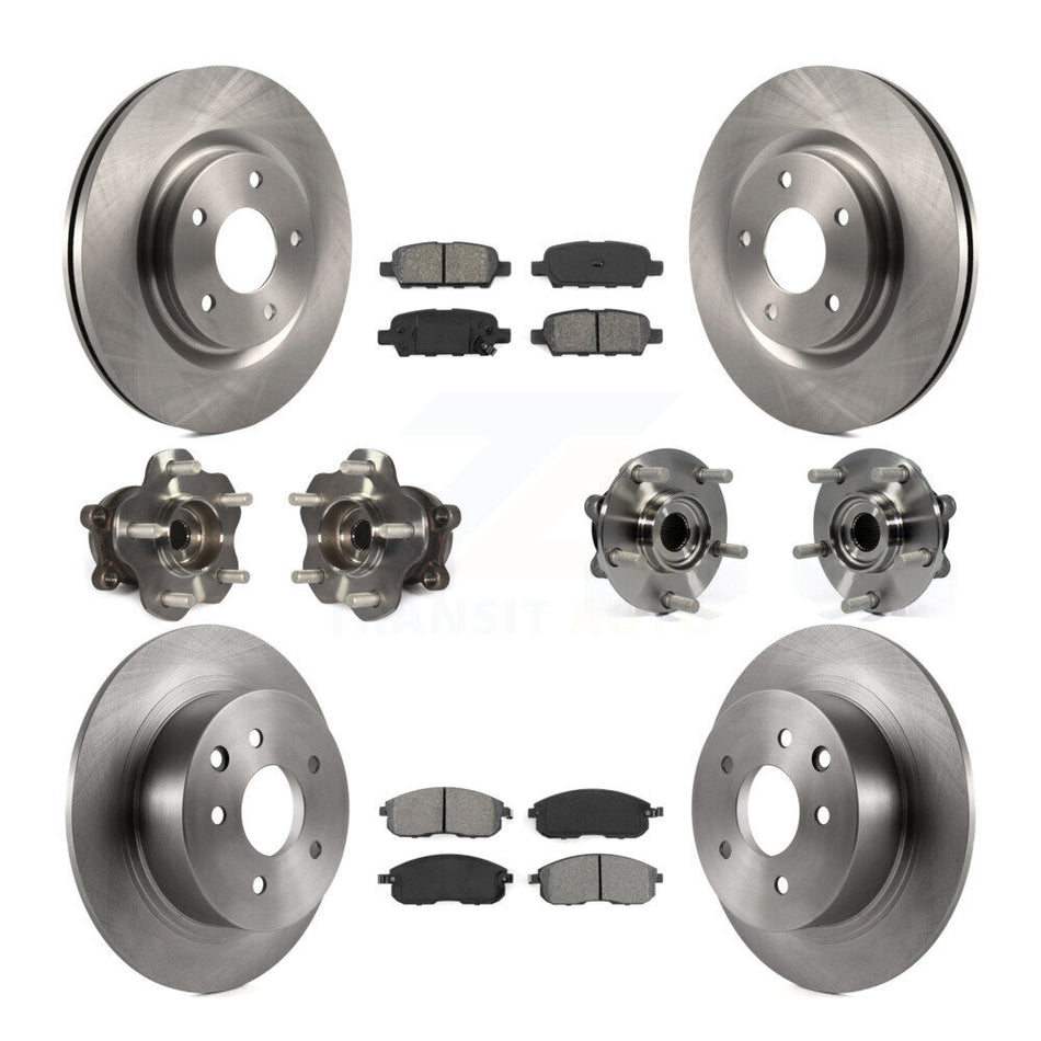 Front Rear Hub Bearings Assembly Disc Brake Rotors And Semi-Metallic Pads Kit (10Pc) For Nissan Juke KBB-109751