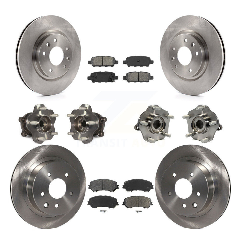 Front Rear Hub Bearings Assembly Disc Brake Rotors And Semi-Metallic Pads Kit (10Pc) For Nissan Rogue Sport Qashqai KBB-109752