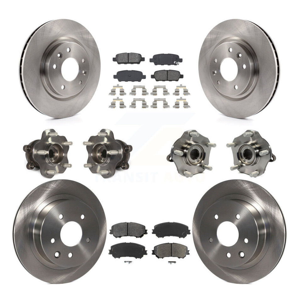 Front Rear Hub Bearings Assembly Disc Brake Rotors And Semi-Metallic Pads Kit (10Pc) For Nissan Rogue Sport Qashqai KBB-109752