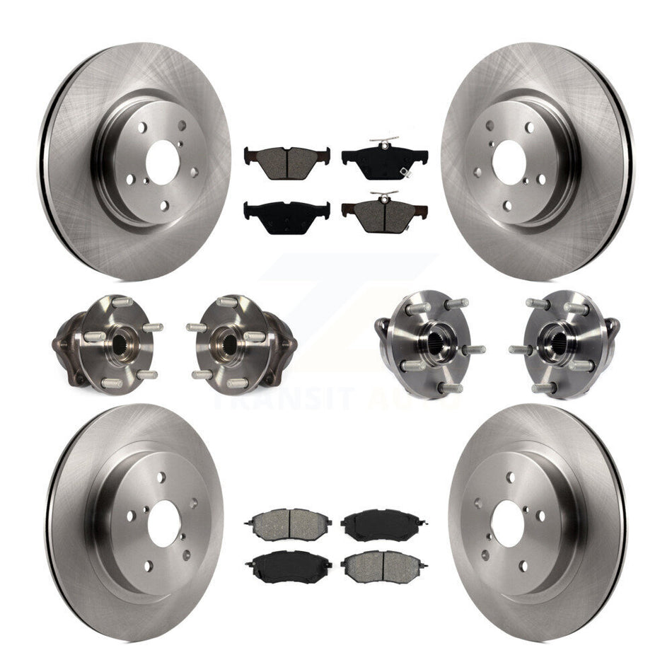 Front Rear Hub Bearings Assembly Disc Brake Rotors And Semi-Metallic Pads Kit (10Pc) For Subaru Outback Legacy WRX KBB-109754