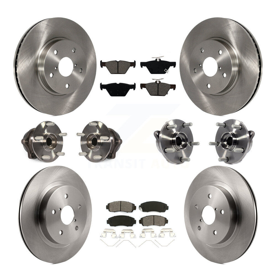 Front Rear Hub Bearings Assembly Disc Brake Rotors And Semi-Metallic Pads Kit (10Pc) For 2016-2019 Subaru Legacy 2.5L KBB-109756