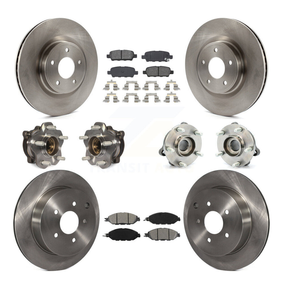 Front Rear Hub Bearings Assembly Disc Brake Rotors And Semi-Metallic Pads Kit (10Pc) For Nissan Pathfinder Murano INFINITI QX60 JX35 KBB-109758