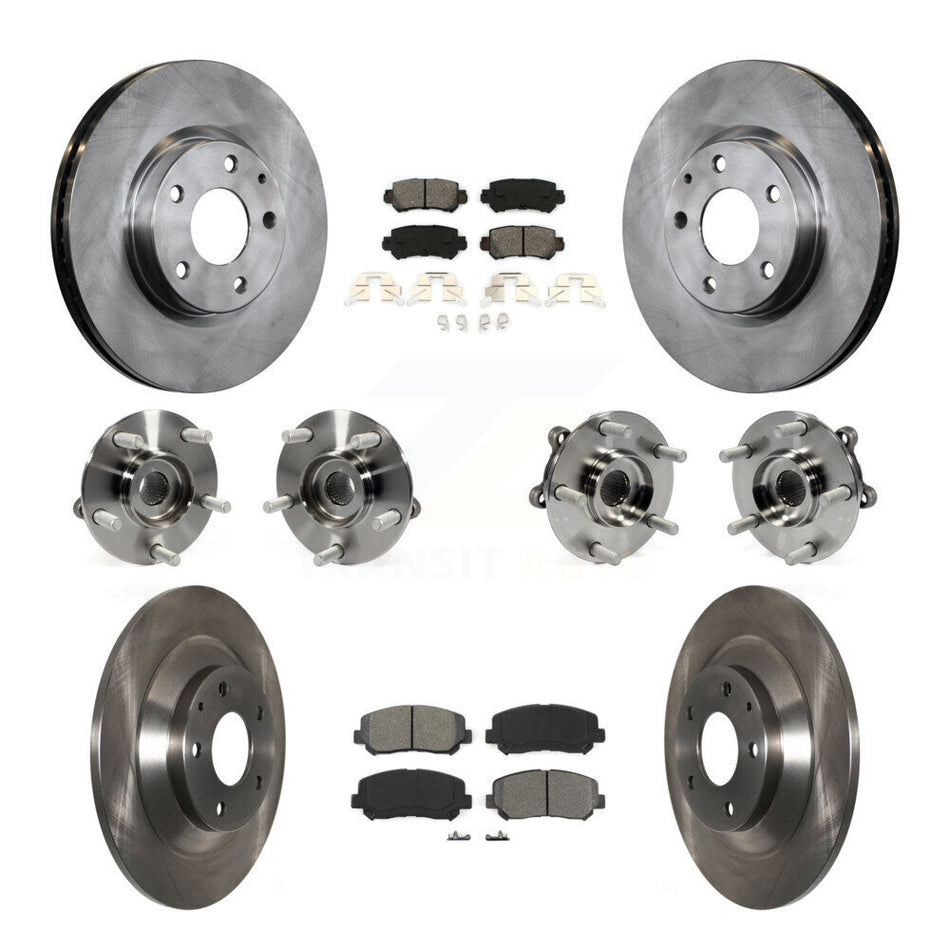 Front Rear Hub Bearings Assembly Disc Brake Rotors And Semi-Metallic Pads Kit (10Pc) For Mazda CX-5 AWD KBB-109763