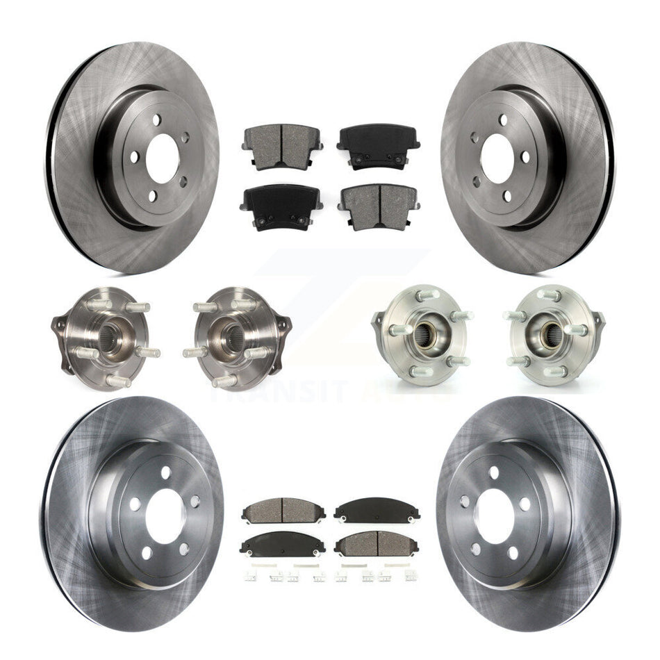 Front Rear Hub Bearings Assembly Disc Brake Rotors And Semi-Metallic Pads Kit (10Pc) For Dodge Charger Chrysler 300 Challenger KBB-109770