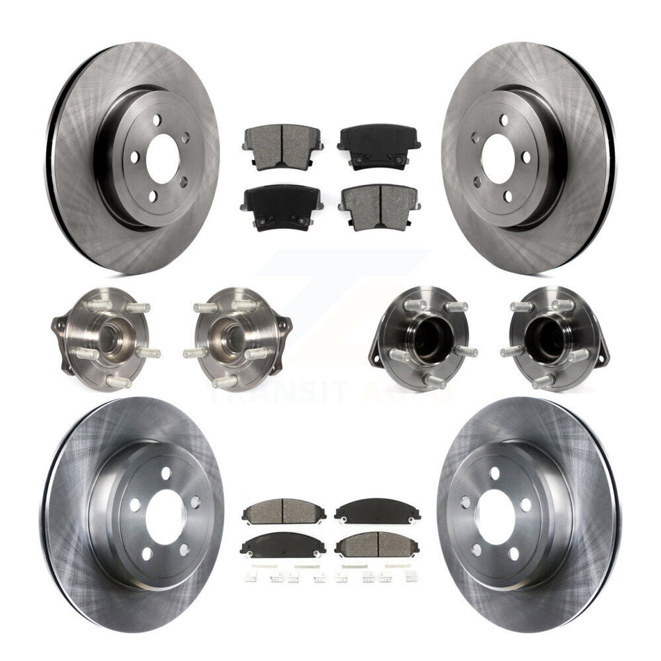 Front Rear Hub Bearings Assembly Disc Brake Rotors And Semi-Metallic Pads Kit (10Pc) For Dodge Challenger Chrysler 300 Charger KBB-109773