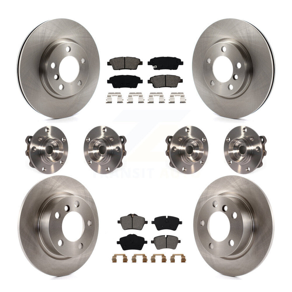 Front Rear Hub Bearings Assembly Disc Brake Rotors And Semi-Metallic Pads Kit (10Pc) For Mini Cooper Countryman Paceman S ALL4 with AWD KBB-109777