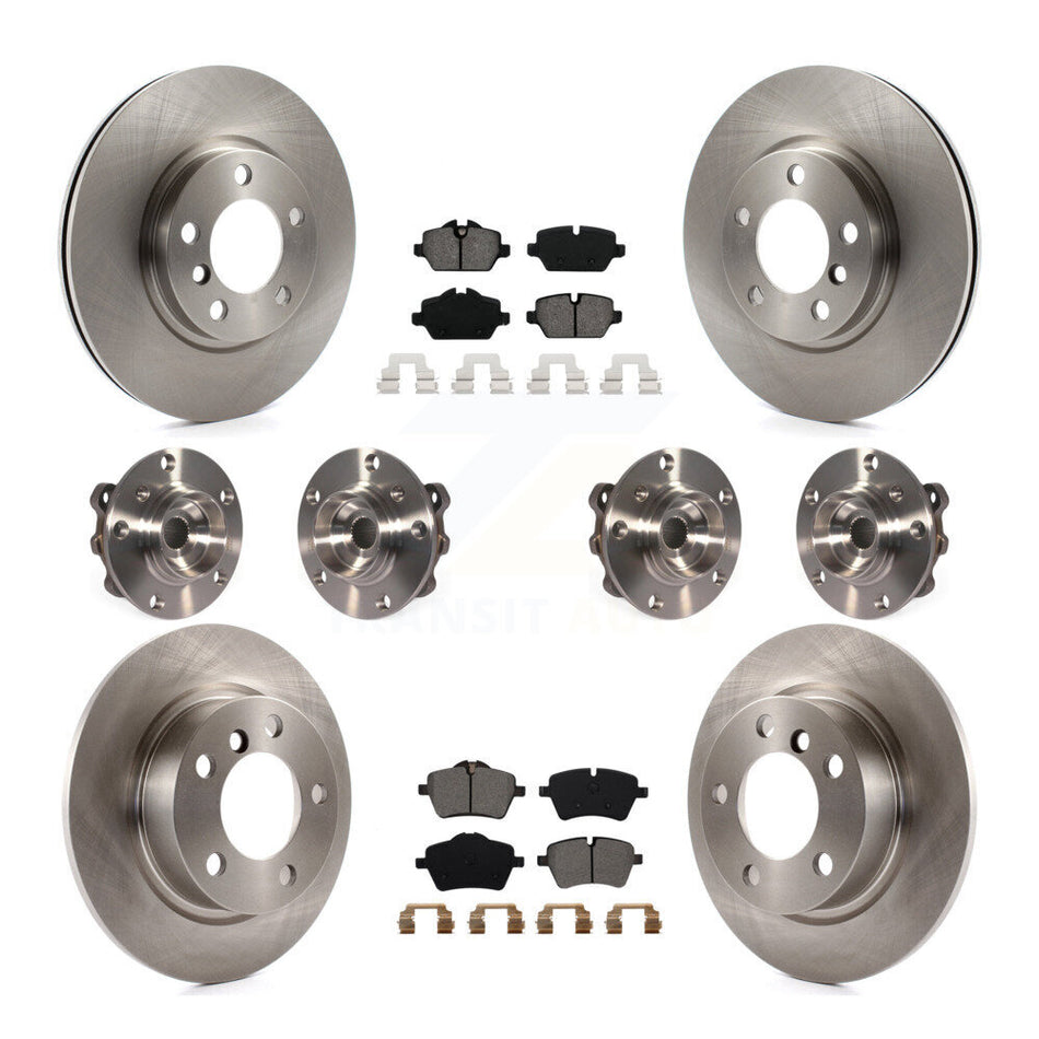 Front Rear Hub Bearings Assembly Disc Brake Rotors And Semi-Metallic Pads Kit (10Pc) For Mini Cooper Countryman Paceman KBB-109778