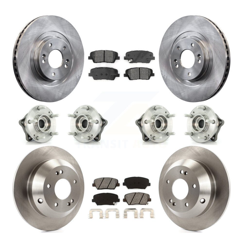Front Rear Hub Bearing Disc Brake Rotor And Pads Kit (10Pc) For 2014-2015 Kia Sorento AWD KBB-109805