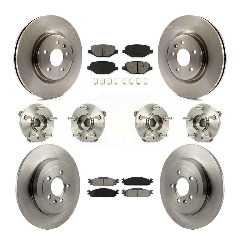 Front Rear Hub Bearings Assembly Disc Brake Rotors And Semi-Metallic Pads Kit (10Pc) For 2009-2010 Lincoln MKS KBB-109810