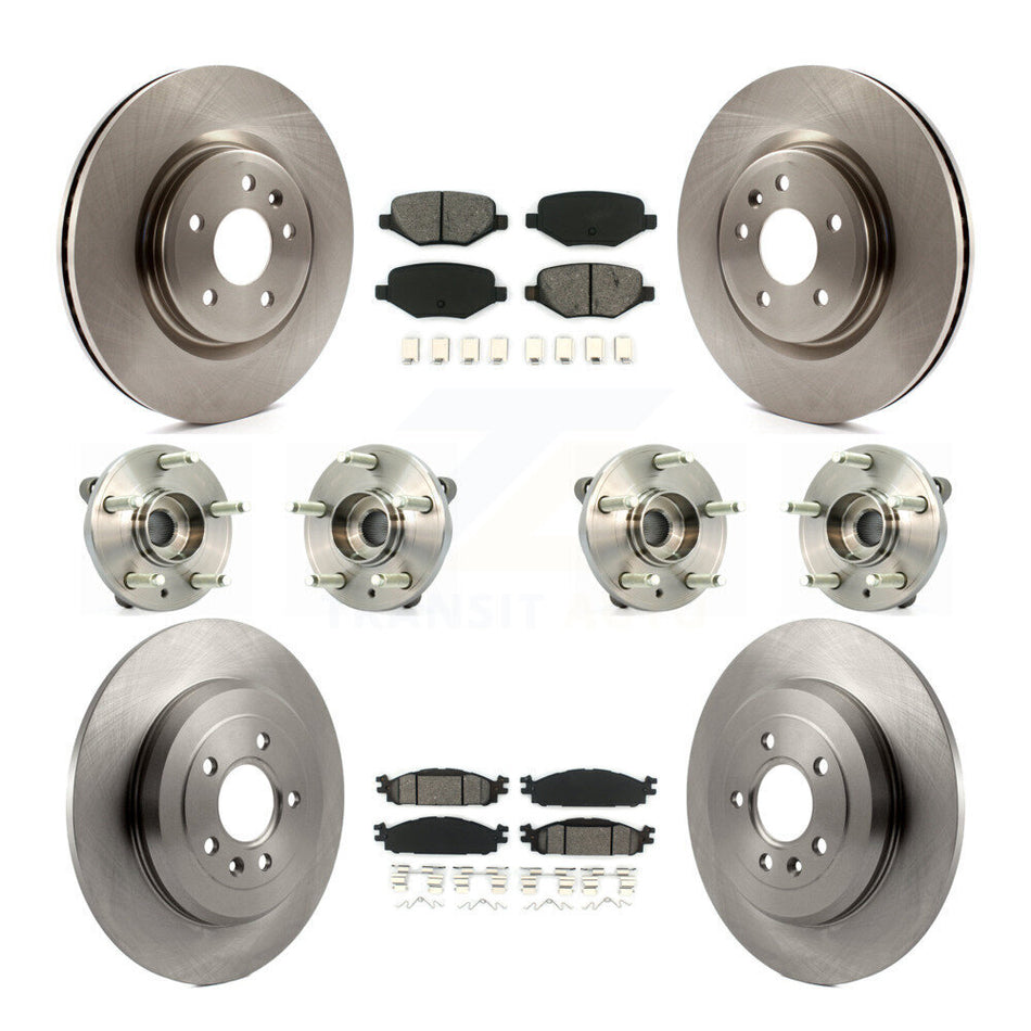 Front Rear Hub Bearings Assembly Disc Brake Rotors And Semi-Metallic Pads Kit (10Pc) For Ford Taurus Flex Lincoln MKT MKS KBB-109811