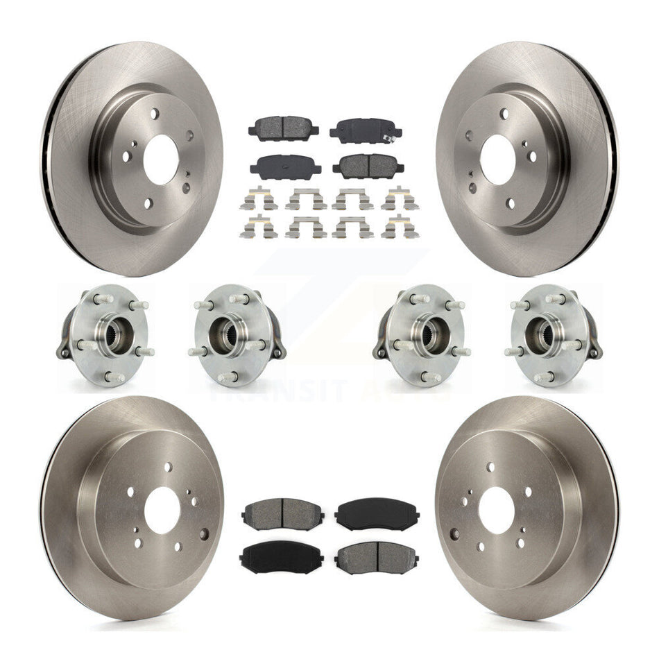 Front Rear Hub Bearings Assembly Disc Brake Rotors And Semi-Metallic Pads Kit (10Pc) For 2009-2013 Suzuki Grand Vitara KBB-109833