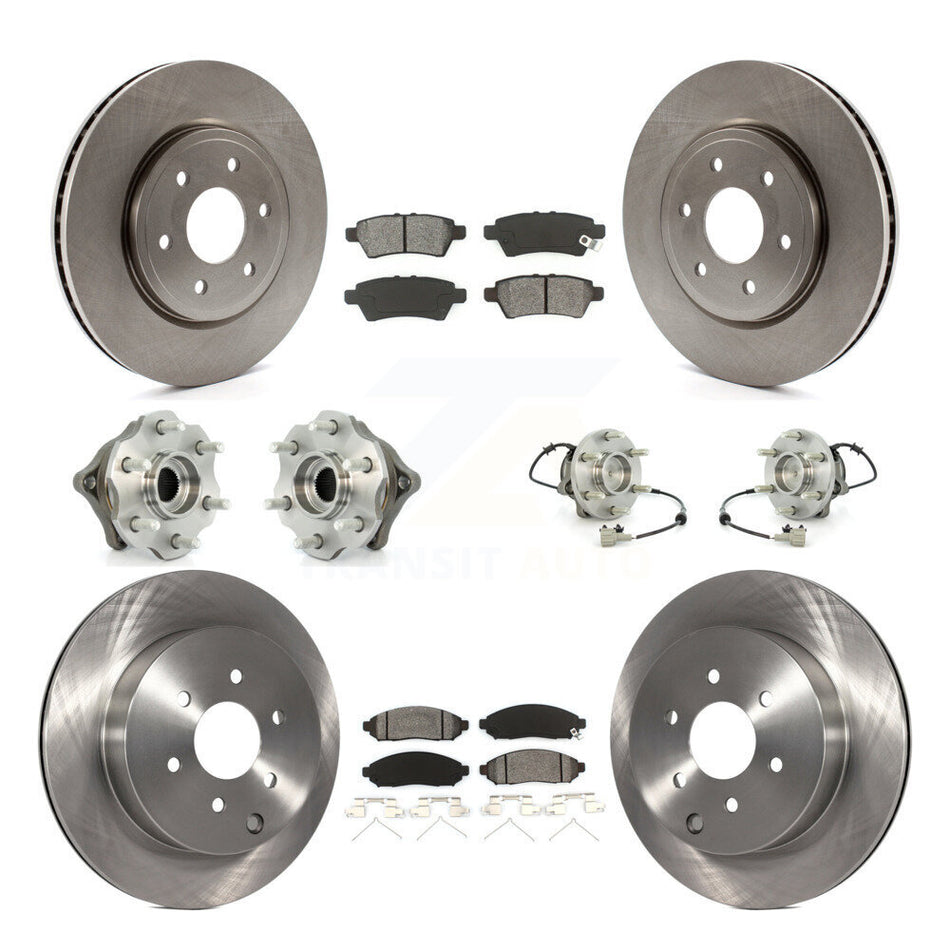Front Rear Hub Bearings Assembly Disc Brake Rotors And Semi-Metallic Pads Kit (10Pc) For Nissan Pathfinder KBB-109836