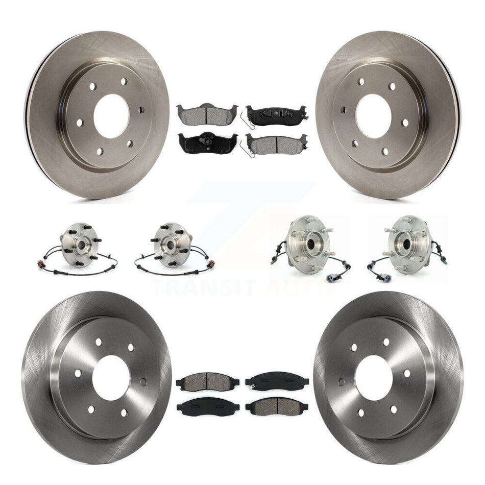Front Rear Hub Bearings Assembly Disc Brake Rotors And Semi-Metallic Pads Kit (10Pc) For INFINITI QX56 KBB-109844