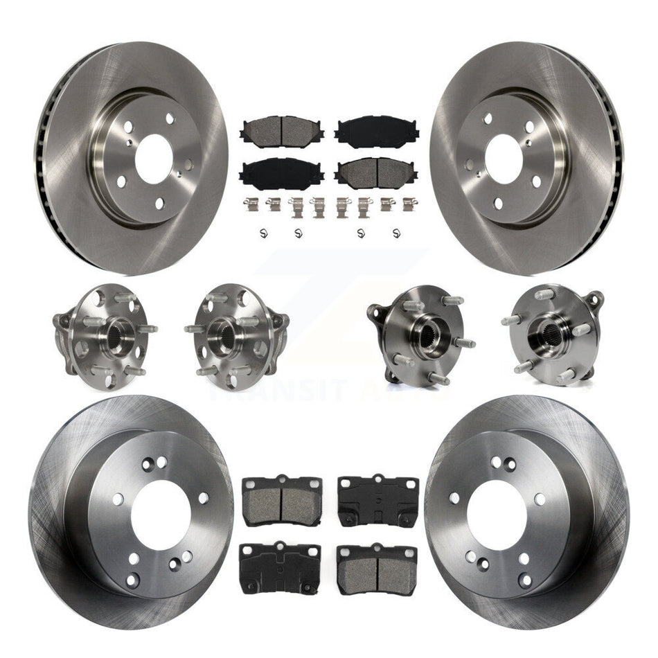 Front Rear Hub Bearings Assembly Disc Brake Rotors And Semi-Metallic Pads Kit (10Pc) For Lexus IS250 KBB-109859