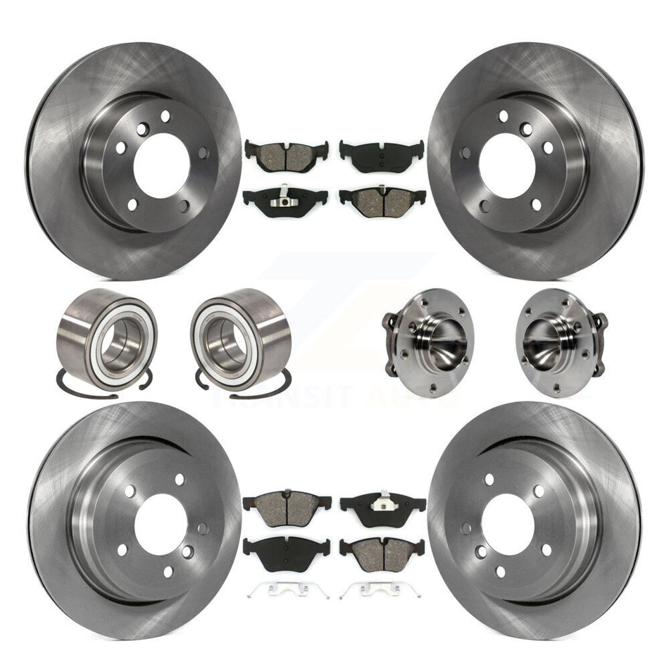 Front Rear Wheel Hub Bearings Assembly Disc Brake Rotors And Semi-Metallic Pads Shoes Kit (10Pc) For BMW 328i Wagon KBB-109877