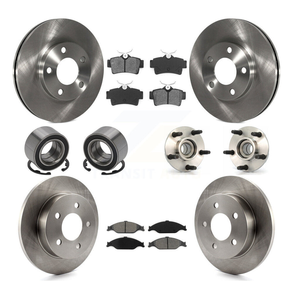 Front Rear Wheel Hub Bearings Assembly Disc Brake Rotors And Semi-Metallic Pads Shoes Kit (10Pc) For 2003 Ford Mustang SVT Cobra 10th Anniversary KBB-109882