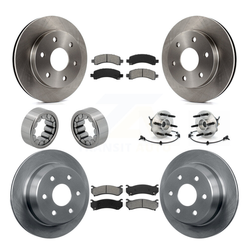 Front Rear Hub Bearing Brake Rotor & Pad Shoe Kit (10Pc) For Chevrolet Avalanche 1500 4WD KBB-109893