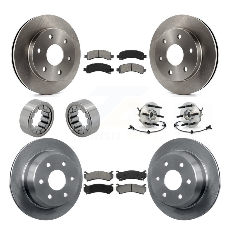 Front Rear Hub Bearing Brake Rotor & Pad Shoe Kit (10Pc) For Chevrolet Avalanche 1500 4WD KBB-109893