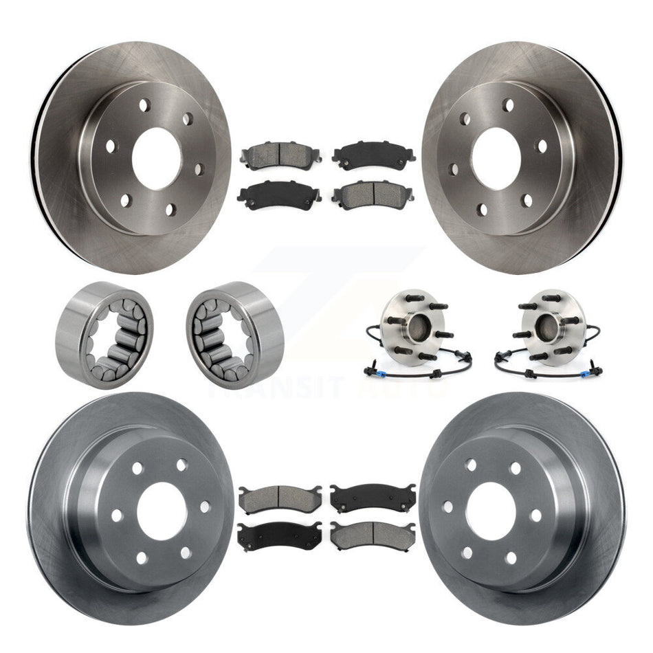 Front Rear Hub Bearing Brake Rotor & Pad Shoe Kit (10Pc) For Chevrolet Silverado 1500 GMC KBB-109898